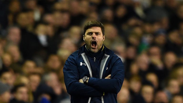 LONDON, ENGLAND - DECEMBER 06:  Manager Mauricio Pochettino of Spurs reacts on the touchline during the Barclays Premier League match between Tottenham Hot