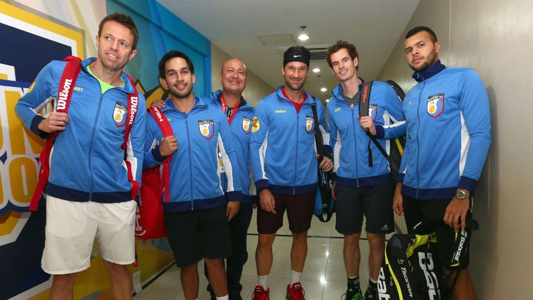 Andy Murray and the Manila Mavericks wait in the locker room corridor before walking out on to court