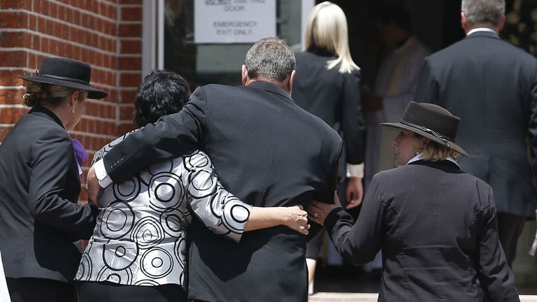 The parents of Phillip Hughes Greg and Virginia arrive for his son's Funeral Service 