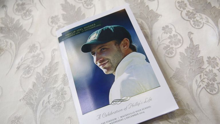 The order of service is seen inside the Macksville High School Stadium ahead of the Funeral Service for Phillip Hughes
