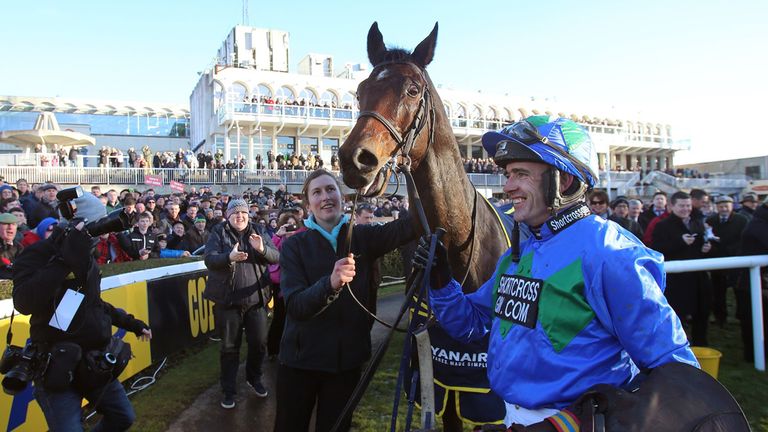 Ruby Walsh and Hurricane Fly celebrate their win in the Ryanair Hurdle on day four of the 2014 Leopardstown Christmas Festival at Leopardstown Racecourse
