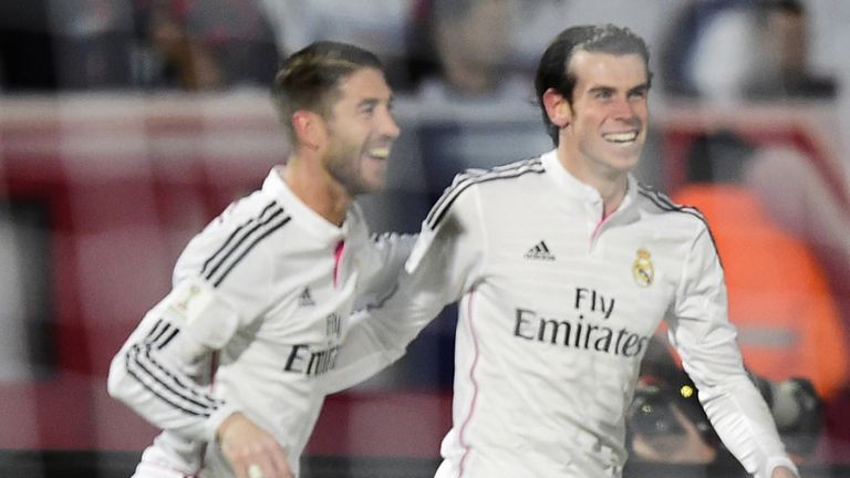 Real Madrid's goalscorers Sergio Ramos and Gareth Bale celebrate