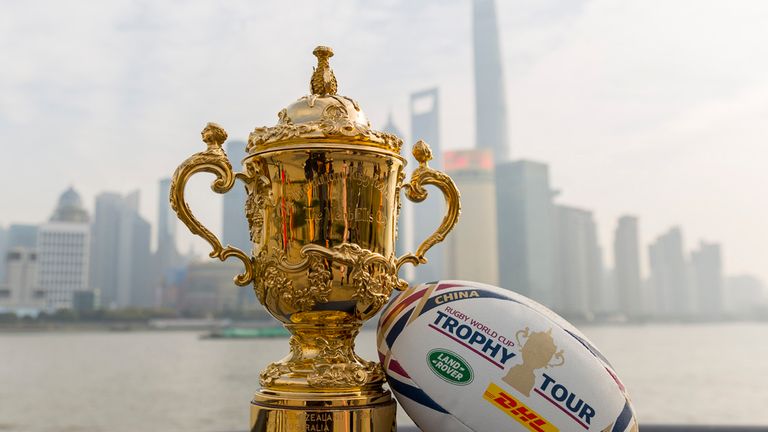 SHANGHAI  - CHINA - DECEMBER 12: The Webb Ellis Cup visited the Bund as part of the Rugby World Cup Trophy Tour, delivered in partnership with Land Rover a