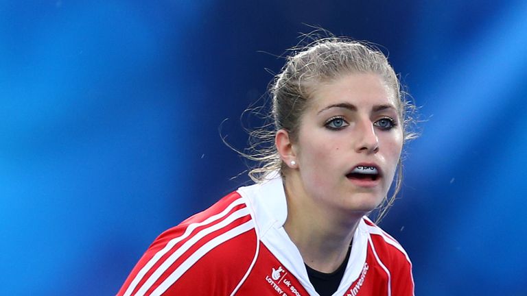 LONDON, ENGLAND - JUNE 27:   Sarah Haycroft of England looks on during the Investec Hockey World League quarterfinal match between England and Italy at the
