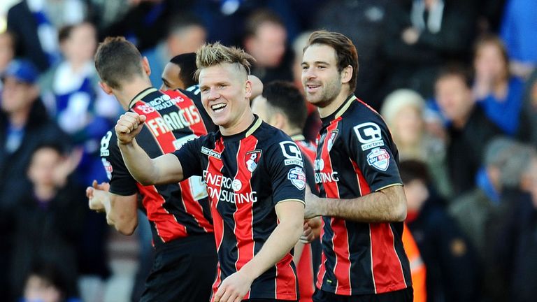 Bournemouth's Matt Ritchie (second left) celebrates scoring for Bournemouth