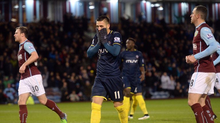 Southampton's Dusan Tadic reacts after having his penalty saved by Burnley's Tom Heaton