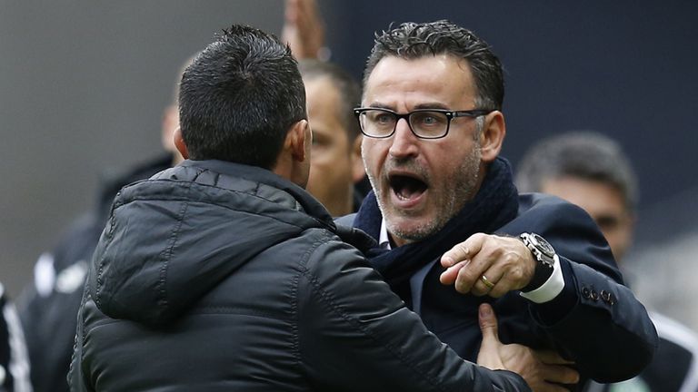St Etienne coach Christophe Galtier shows some anger