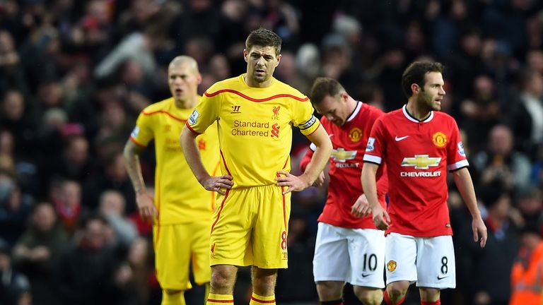 Steven Gerrard of Liverpool looks dejected