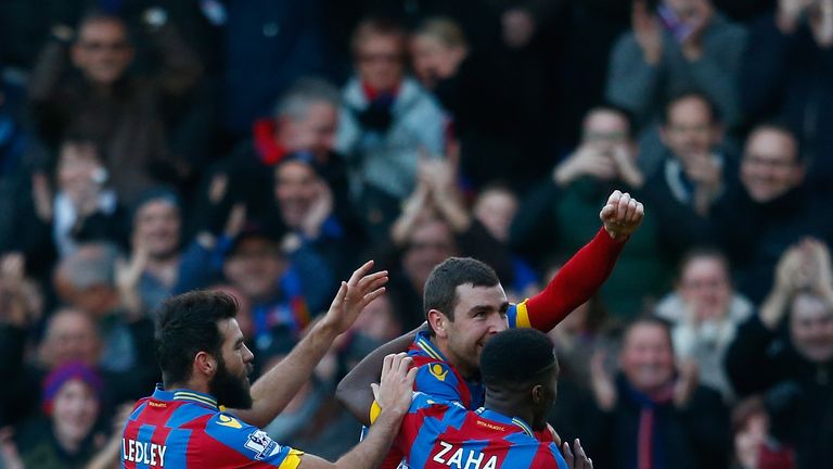 James McArthur of Crystal Palace celebrates the first goal of the game against Stoke