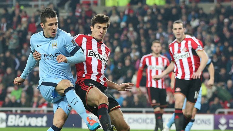 Stevan Jovetic goes for goal