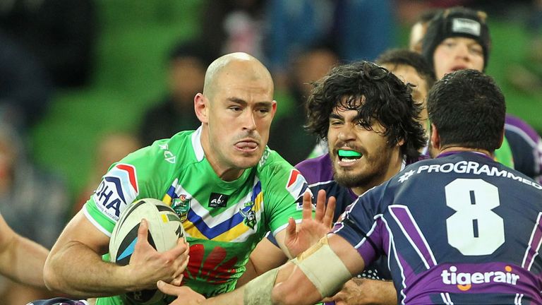 MELBOURNE, AUSTRALIA - JULY 19:  Terry Campese of the Raiders runs with the ball during the round 19 NRL match between the Melbourne Storm and the Canberra