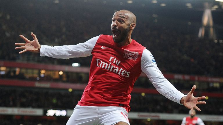 January 9, 2012: Henry celebrates scoring the winning goal for Arsenal against Leeds in the FA Cup on his debut return to the club during a two-month loan