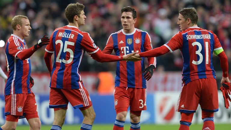 Thomas Muller: Celebrates his early penalty for Bayern