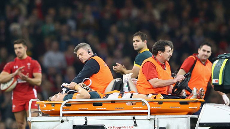 Jean de Villiers: The Springbok captain had to be stretchered from the pitch at the Millenium Stadium. 