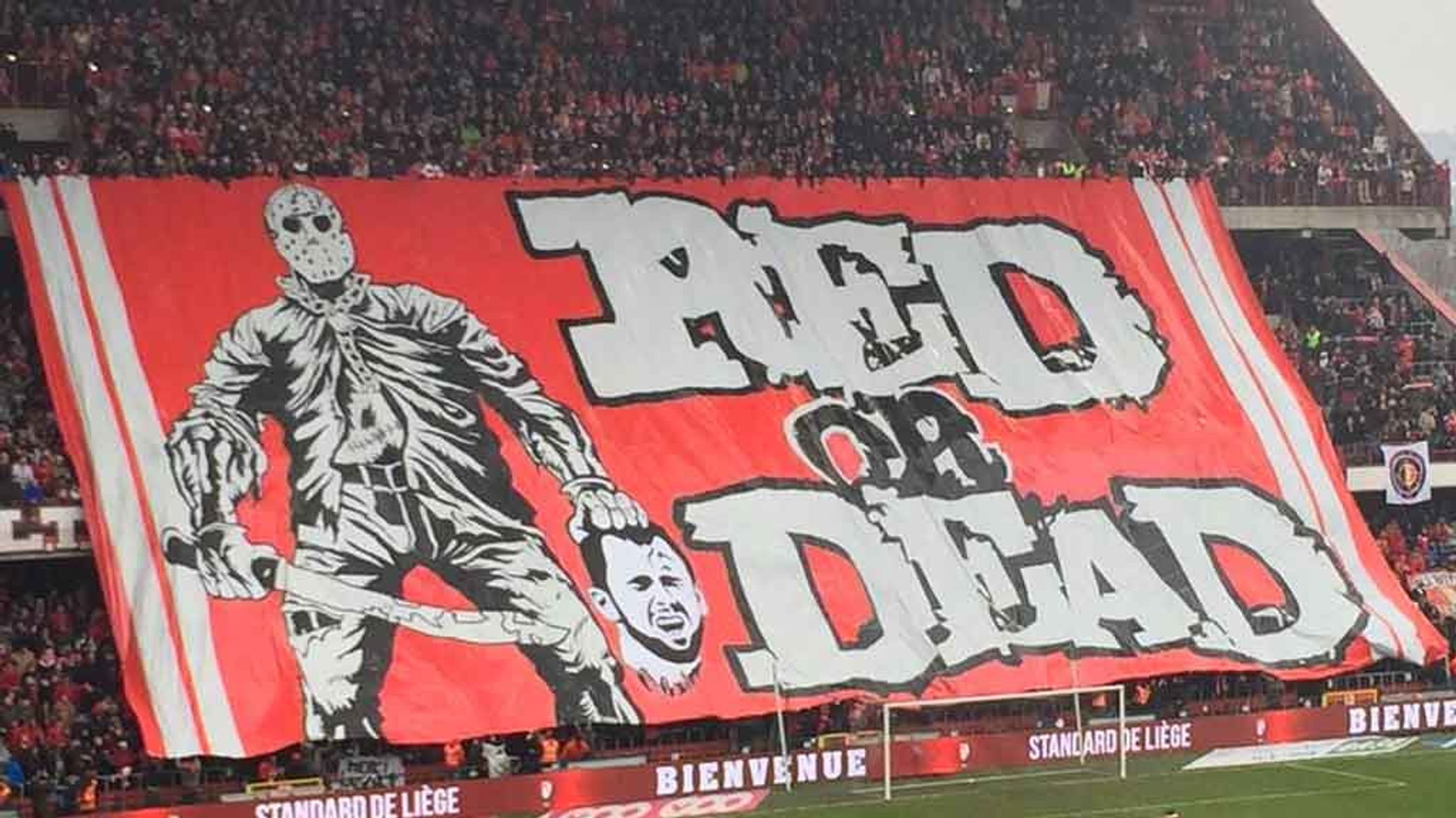 Standard Liege Fans Spark Outrage In Belgium Over Beheading Banner Football News Sky Sports