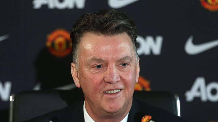Manager Louis van Gaal of Manchester United speaks during a press conference at Aon Training Complex