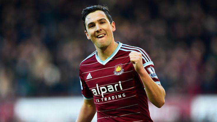 Stewart Downing of West Ham United celebrates as he scores their third goal