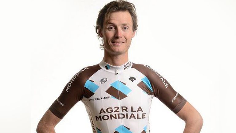 Johan Vansummeren shows off Ag2r-La Mondiale's 2015 jersey
