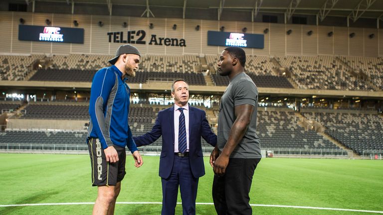Alexander Gustafsson and Anthony Johnson face off at the Tele2 Arena in Stockholm, Sweden. (Photo by Michael Campanella/Getty Images)     
