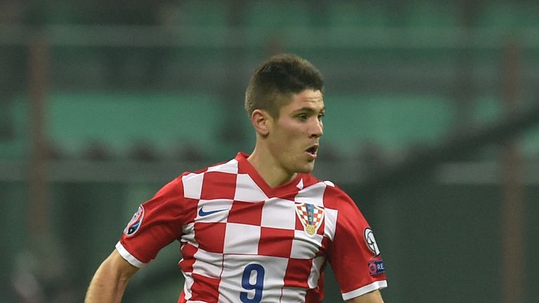 Andrej  Kramaric of Croatia in action during the EURO 2016 Group H Qualifier match between Italy and Croatia at the San Siro