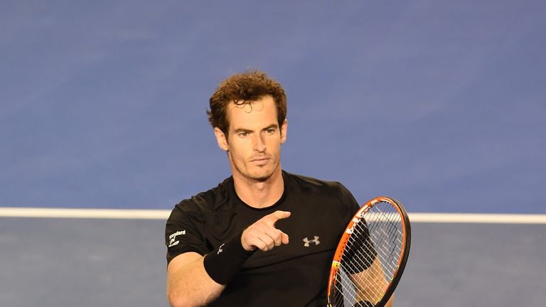 Britain's Andy Murray celebrates after victory in his men's singles semi-final match