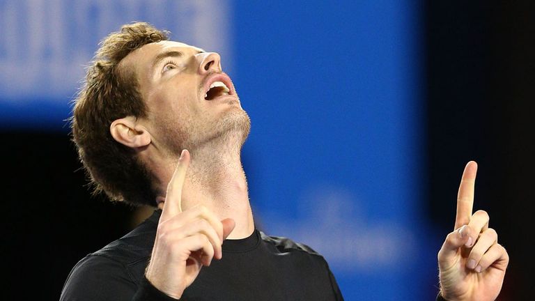 MELBOURNE, AUSTRALIA - JANUARY 29:  Andy Murray of Great Britain celebrates winning his semifinal match against Tomas Berdych of the Czech Republic during 