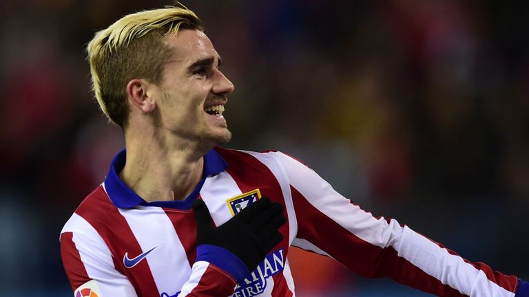 Atletico Madrid's Antoine Griezmann celebrates after scoring against Rayo Vallecano