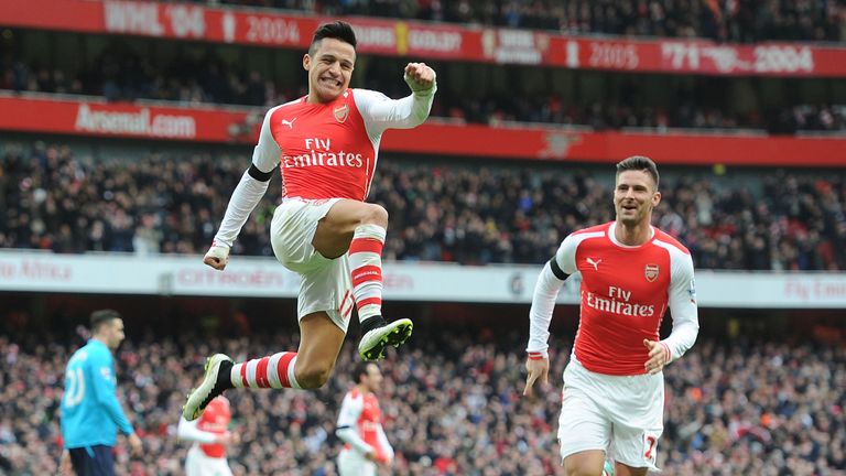 Alexis Sanchez celebrates scoring