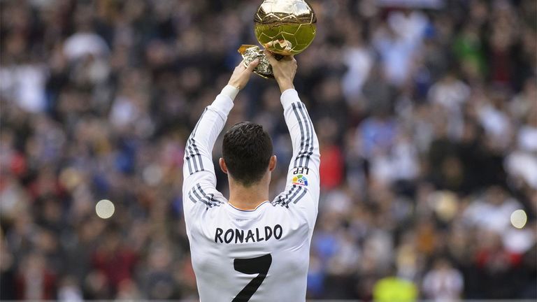 Cristiano Ronaldo with the Ballon d'or