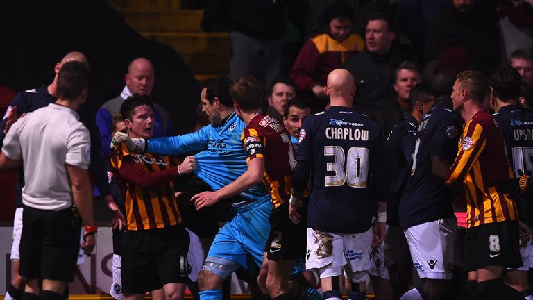 Tempers flare up as Bradford face Millwall
