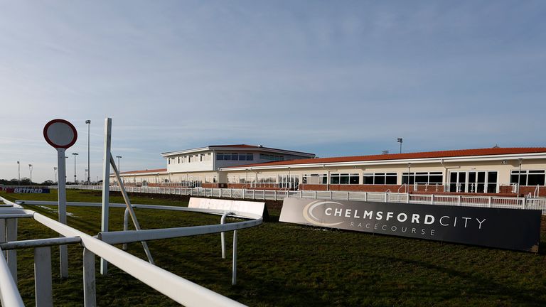 CHELMSFORD, ENGLAND - JANUARY 11:  A general view of the grandstand and home straight on the opening day of the new course at Chelmsford City racecourse.
