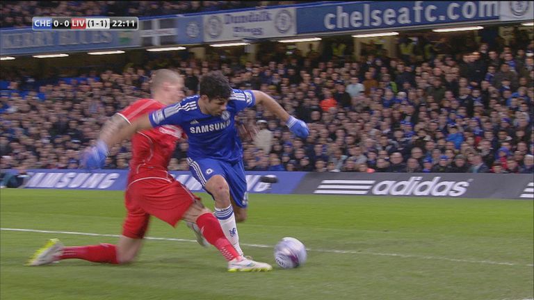 Costa and Chelsea thought this incident merited a penalty. 