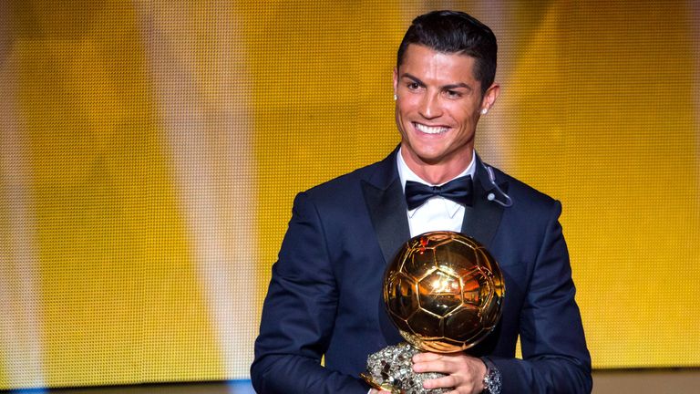 Cristiano Ronaldo receives the 2014 FIFA Ballon d'Or award 