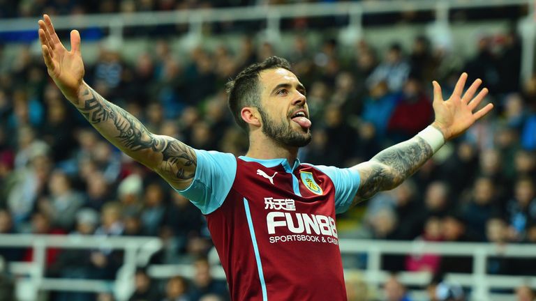 Danny Ings of Burnley celebrates scoring their second goal  during the Barclays Premier League match between Newcastle and Burnley
