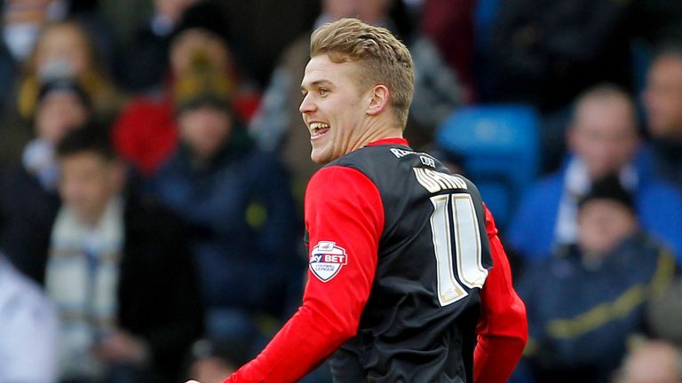 Huddersfield's Danny Ward celebrates scoring his sides opening goal during the Sky Bet Championship match at Elland Road, Leeds.