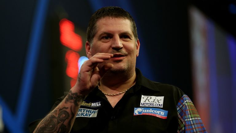 LONDON, ENGLAND - JANUARY 04:  Gary Anderson of Scotland gestures during the final of the 2015 William Hill PDC World Darts Championships at Alexandra Pala