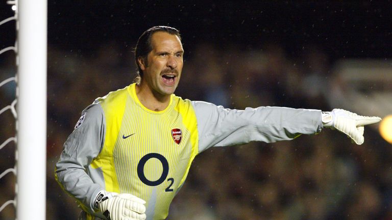 Goalkeeper David Seaman of Arsenal in action during the UEFA Champions League First Phase Group A match against Auxerre