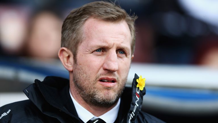 WIDNES, ENGLAND - MARCH 29:  head coach Denis Betts of the Widnes Vikings looks on during the Super League match between Widnes Vikings and Warrington Wolv