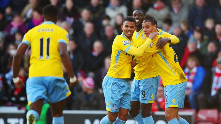 Marouane Chamakh celebrates his equaliser for Palace at Southampton