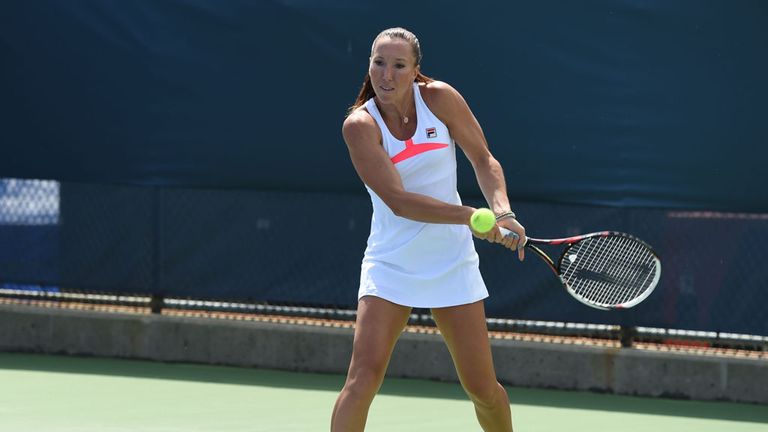 Jelena Jankovic in Fila's Platinum dress in white/diva pink which she will wear at the 2015 Australian Open
