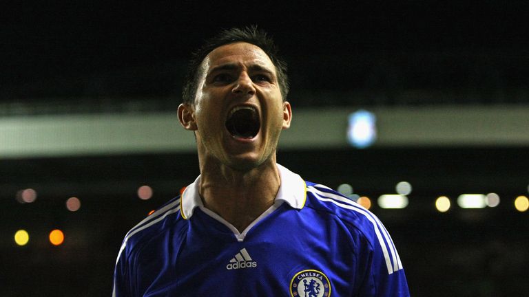 Frank Lampard of Chelsea celebrates in Champions Legaue game with Liverpool April 2009