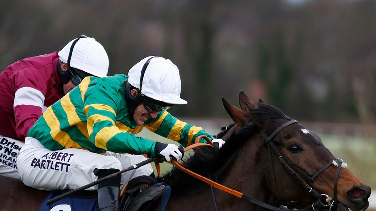 DUBLIN, IRELAND - JANUARY 25:  Tony McCoy riding Gladiator King (R) clear the last to dead heat with Roger Loughran riding Prince Of Scars (L).