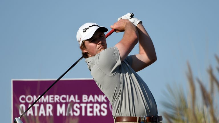 Eddie Pepperell of England in action during the final round of the Commercial Bank Qatar Masters at the Doha Golf Club