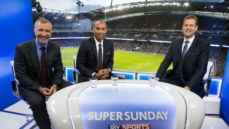Graeme Souness, Thierry Henry, Ed Chamberlin, Sky Sports, Super Sunday, Manchester City v Arsenal, Etihad Stadium