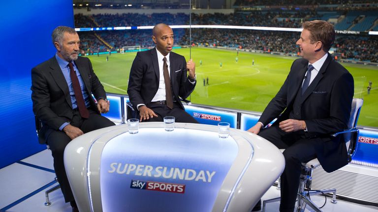 Graeme Souness, Thierry Henry, Ed Chamberlin, Sky Sports, Super Sunday, Manchester City v Arsenal, Etihad Stadium