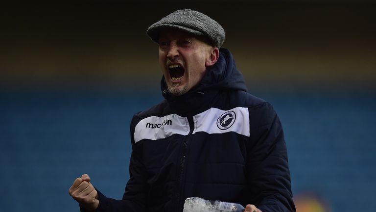 LONDON, ENGLAND - JANUARY 03:  Ian Holloway of Millwall celebrates his teams first goal during the FA Cup Third Round match between Millwall and Bradford C