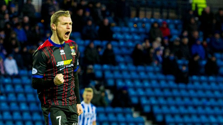 Inverness' Billy McKay celebrates after scoring his goal at Kilmarnock