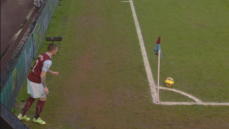 Kieran Trippier takes a corner that is clearly outside the quadrant.