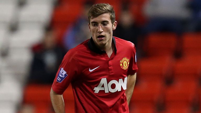 Joe Rothwell of Manchester United U21 during the Barclays U21 Premier League match between Blackburn U21 and Manchester United U21