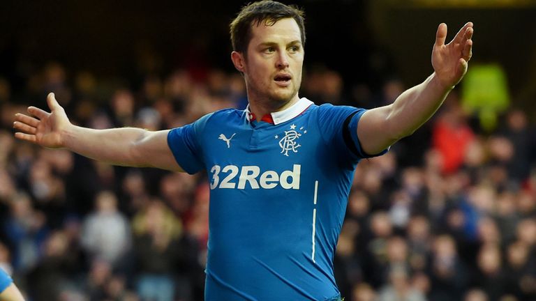 Jon Daly celebrates after equalising for Rangers against Dumbarton at Ibrox on Saturday